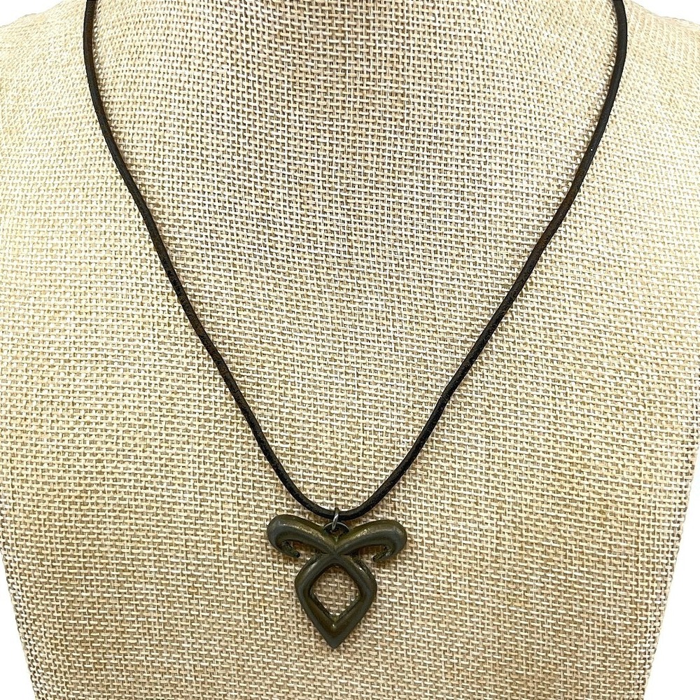 VTG The Mortal Instruments Angelic Power Rune Pendant Black Cord Necklace Retro
